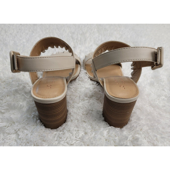 LC Lauren Conrad Etta Slingback Sandals Womens Size 8 Cream Two Band Ruffle Trim - Picture 5 of 10
